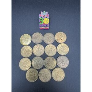 Vintage Retro Chuck E Cheese Employee Staff Enamel Pin And 15 Coins 2005-2007